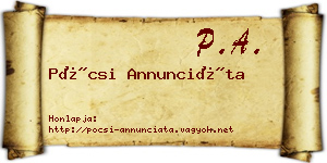 Pócsi Annunciáta névjegykártya